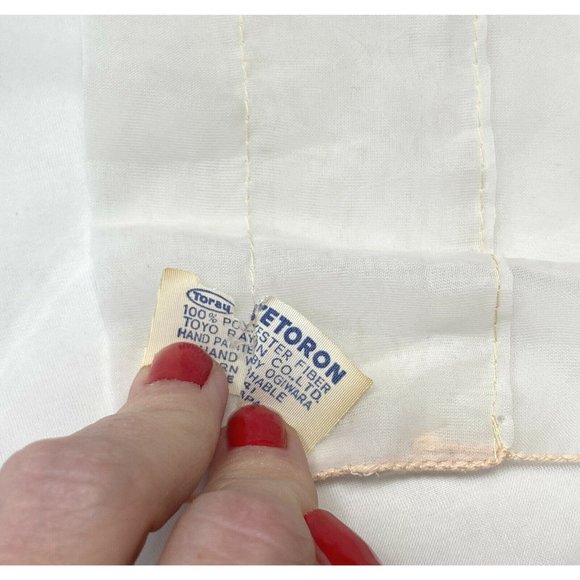 Vintage 1960s Sheer White Valances Curtains 4 Made Japan Hand Painted Pink Red - Picture 8 of 11